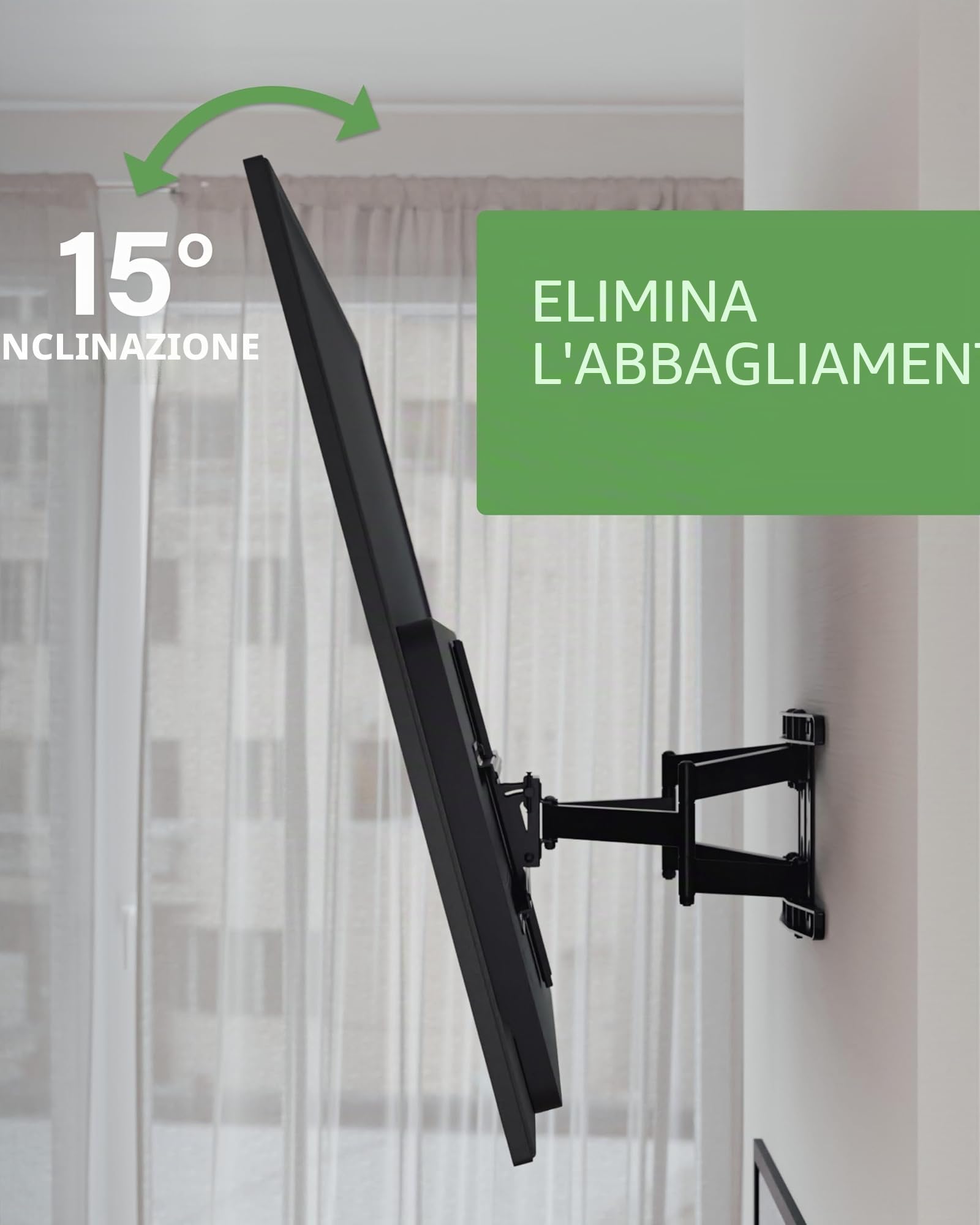 SANUS OLF22 - Supporto per TV Full Motion Premium per TV da 42"-90", robusto e liscio, orientabile e inclinabile, design universale per Samsung, LG, Vizio, TCL e altri, facile installazione
