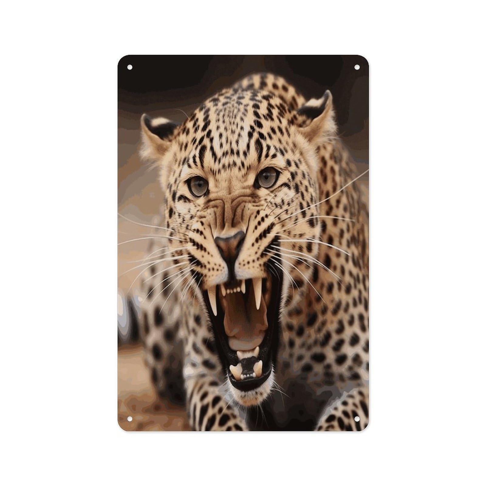 Fekiloot Style Leopard Roars Cool Animal Wall Decor Metal Signs Tin Signs Poster
