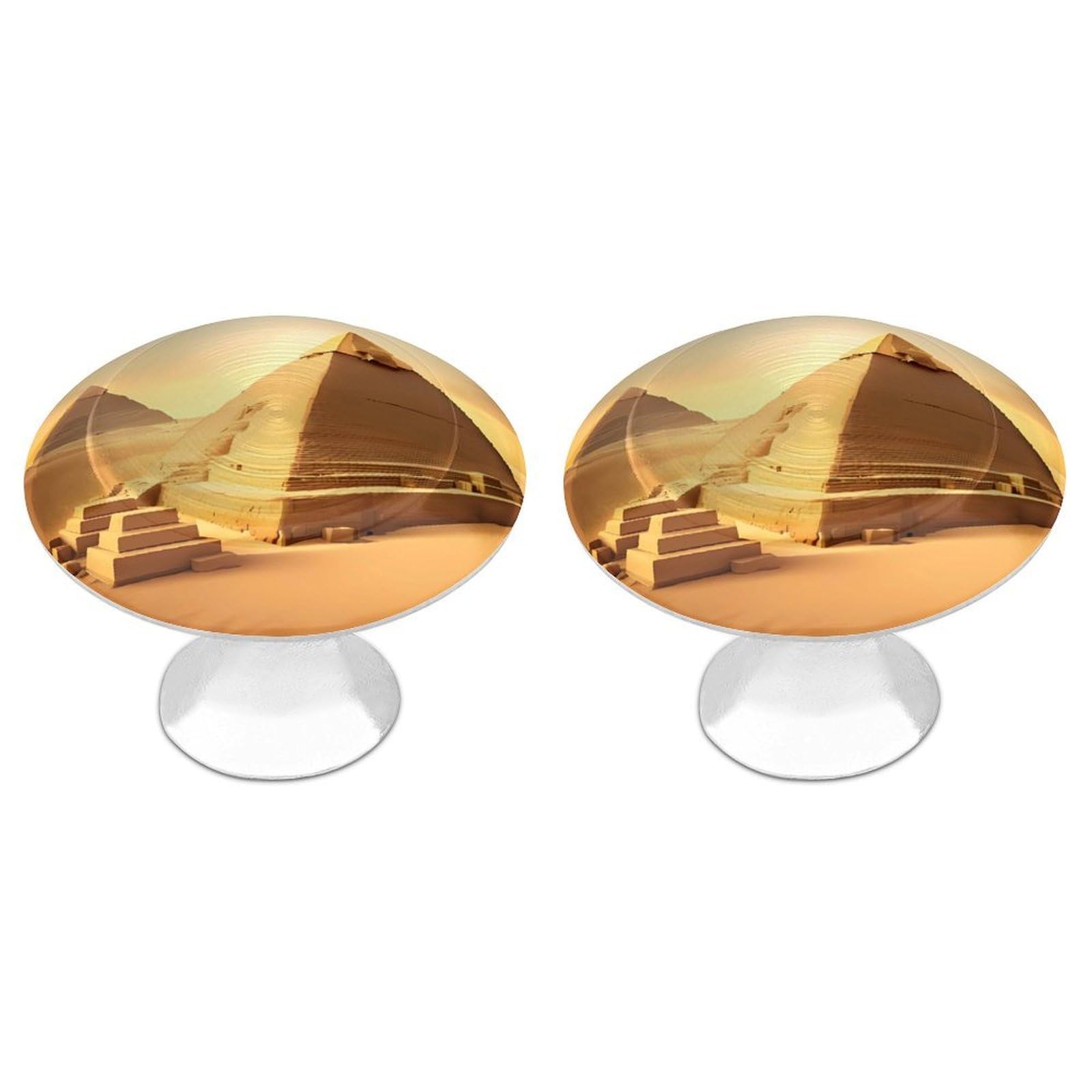 QMNLKH Egyptian Pyramid in Desert Cabinet Knobs for Home, Round Drawer Pulls for Kitchen, Personalized Cupboard Handles with Screw, Fashion Dresser Knobs for Office, Drawer Handles, 2 Packs