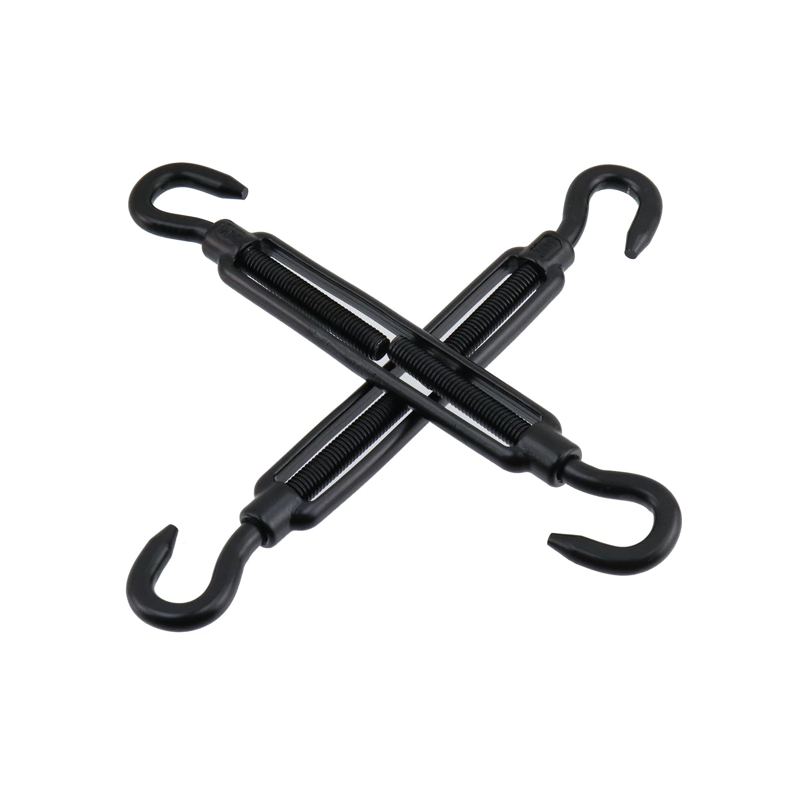 Tenditore M8 in acciaio inox, gancio e occhiello, nero, regolabile, tenditore decorativo per fune metallica, gancio decorativo per fissaggio a vela da appendere al giardino, ombreggiante