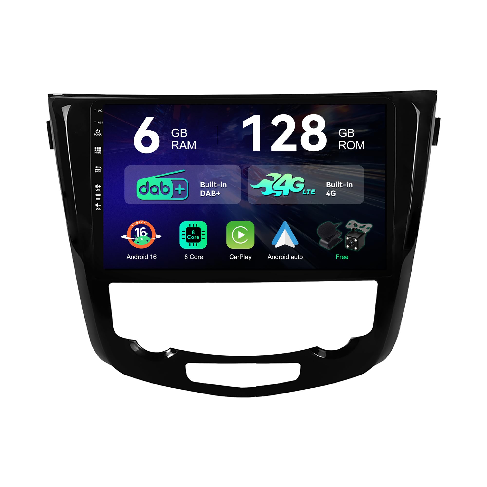 [6G+128G | Intégré Dab+ 4G] - MSD Autoradio pour Nissan X-Trail Qashqai J11 Rouge(2014-2018) | Android 16 GPS Navi Radio | Carplay Android Auto Volant DSP | Caméra MIC | Octa-Core 2 Din 10.1 Pouce