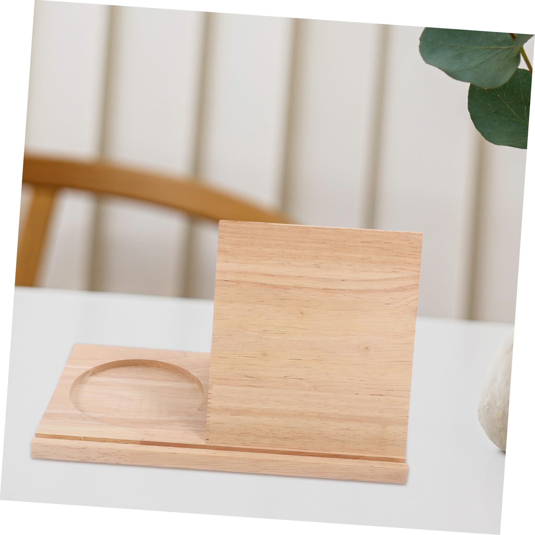 TEHAUX Leggio in Legno Triangolare Con Portabicchieri Scaffale Per Libri e Riviste Supporto Per Poggiapagina Organizzatore Da Scrivania Per Piccoli Spazi Abitativi