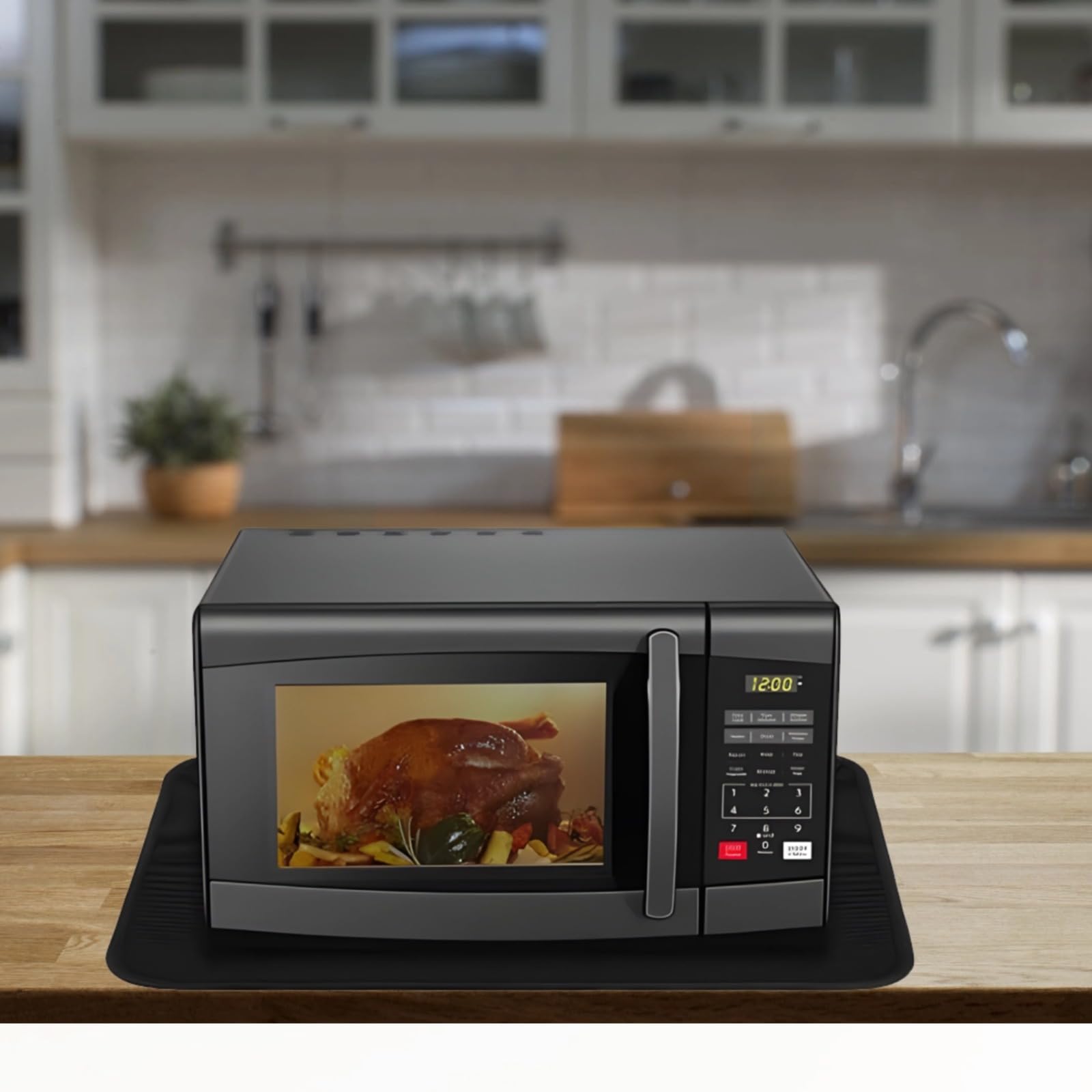 2 Stk. Air-Fryer-Matten, hitzebeständiger Schutz für die Arbeitsplatte mit Feuer- und Wasser-Design, rutschhemmende Unterlage für Küchengeräte, große Matte für Air Fryer und Toasteröfen