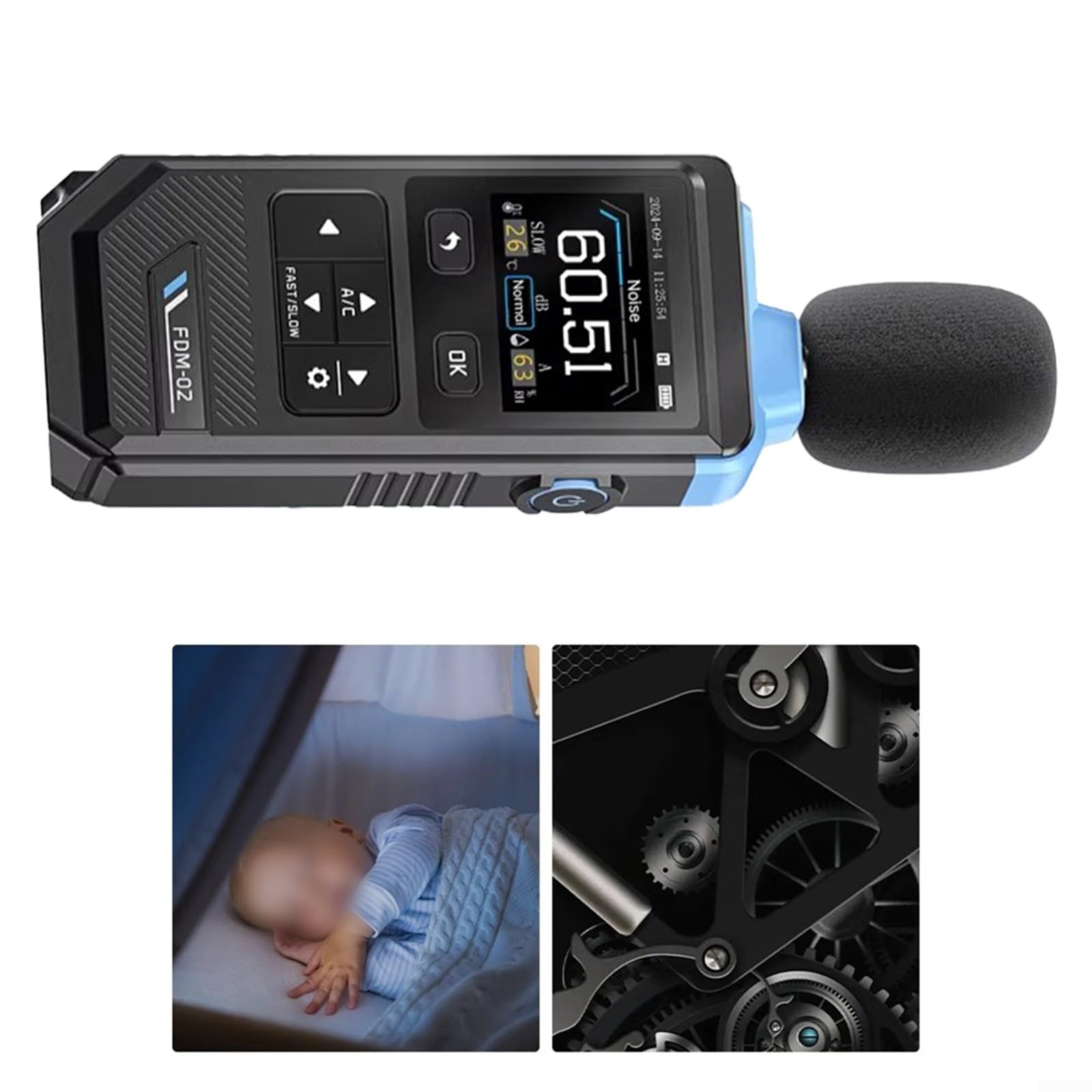 FDM-02 - Medidor digital de nivel de sonido (30 – 130 dB, A/C, con