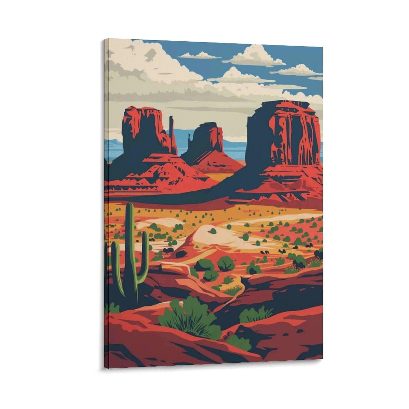 DHBANEIOK Desert Landscape Art Poster Artwork Canvas Prints Picture Modern Wall Art Picture Wall Hanging for Living Room Home Decorations 12x18inch(30x45cm)