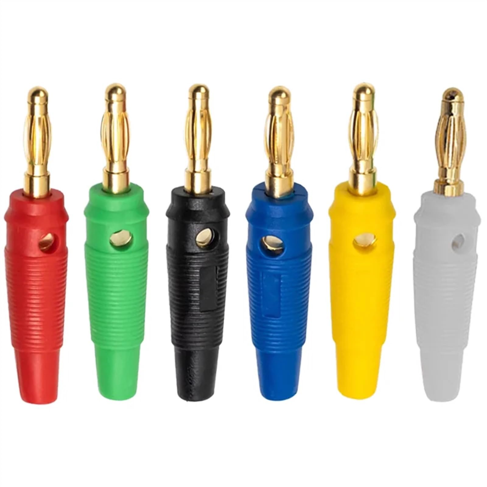 20 pièces 4mm fiches Banane Pur cuivre plaqué Or câble de Haut-Parleur Musical Broche de Fil connecteurs de fiche Banane(Yellow 20Pcs)