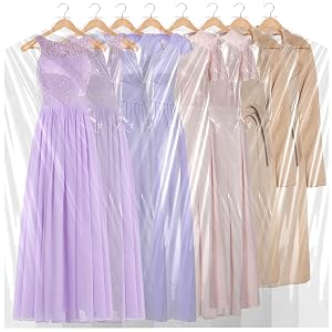 BEISHIDA 25PCS 72 Inch Plastic Garment Bag-Plastic Clear Dry Cleaner Laundry Bags for Clothes Cover Hanging Clothes Storage