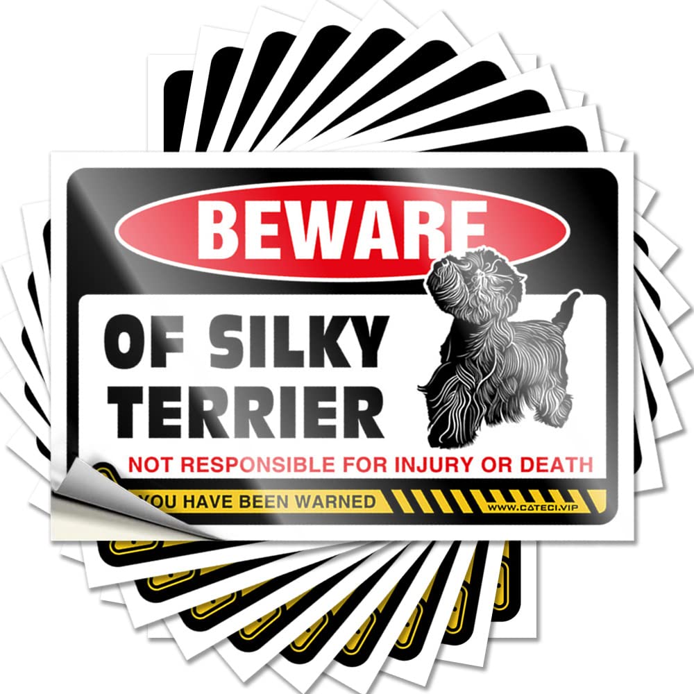 Beware of Silky Terrier Custom Golden - Outside Fall Decor Quote Self Adhesive Sticker(6X9CM)