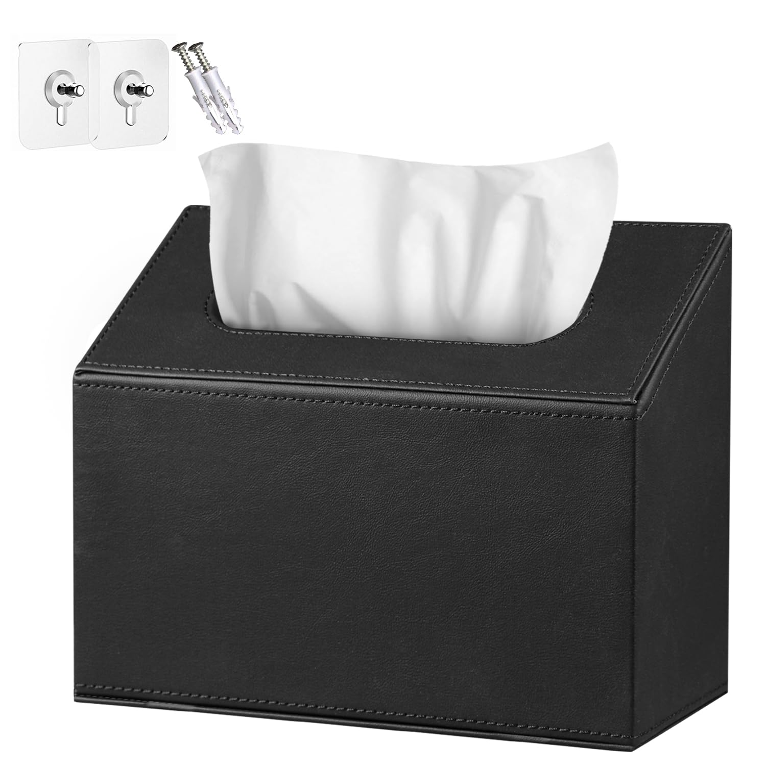 Hand Towels Box Cover PU Leather Wall-Mounted Tissue Box Cover Holder Compatible with Kleenex Disposable Paper Hand Towels