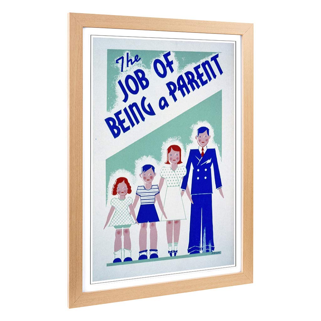 Big Box Art Framed Print of Vintage WPA Poster Being a Parent Design | Wall Art Picture | Home Decor for Kitchen, Living Room, Bedroom, Hallway, Oak, A2 / 24.5x18 Inch / 62x45cm