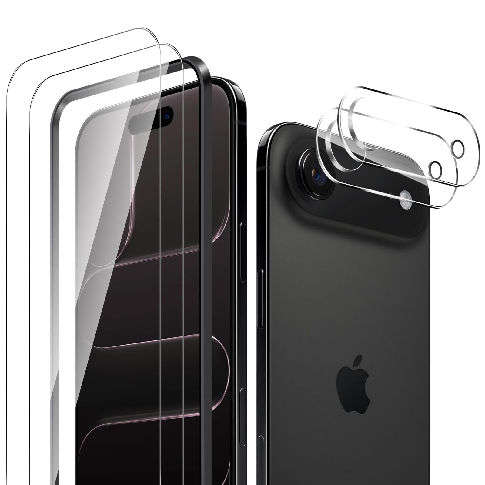 【4枚入り】For iPhone 17 Air/iPhone Air ガラスフィルム (2枚)+カメラフィルム(2枚)指紋防止 iPhone 17 Air/iPhone Air フィルム salywin 9H硬度 衝撃保護 透明感良し 撥水撥油 気泡ゼロ 飛散防止 アイフォン Air/アイフォン 17 Air 用 画面保護フィルム + レンズ保護フィルム