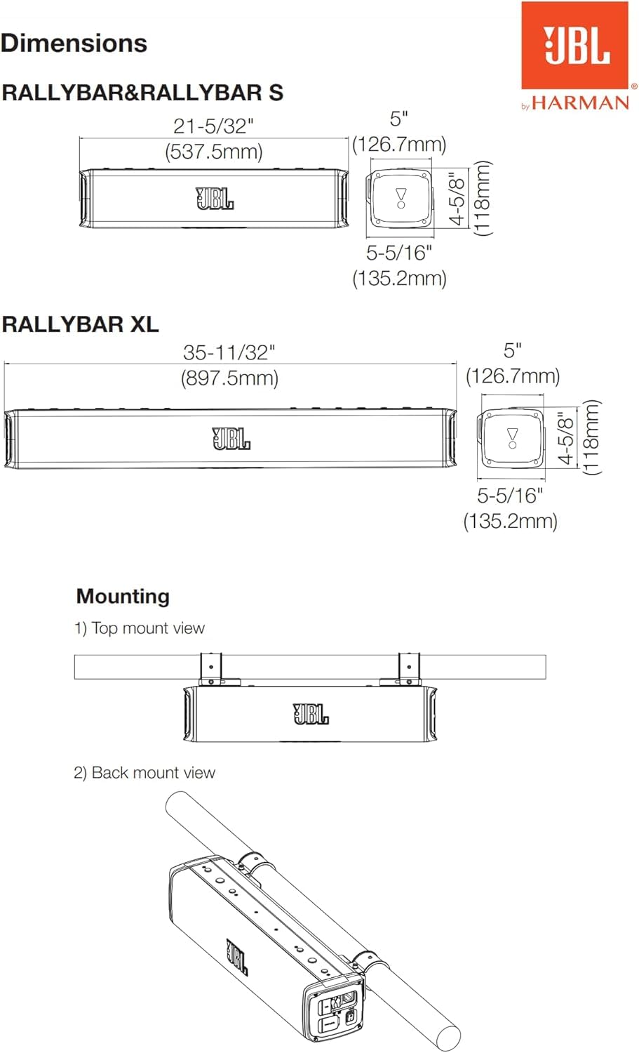JBL RALLYBAR Soundbar Esterna 21 Pollici con 150W RMS e 300W Peak Bluetooth 5.3 IP66 resistente all’acqua luci LED ideale per UTV barche e veicoli ricreativi audio chiaro e potente con resa affidabile