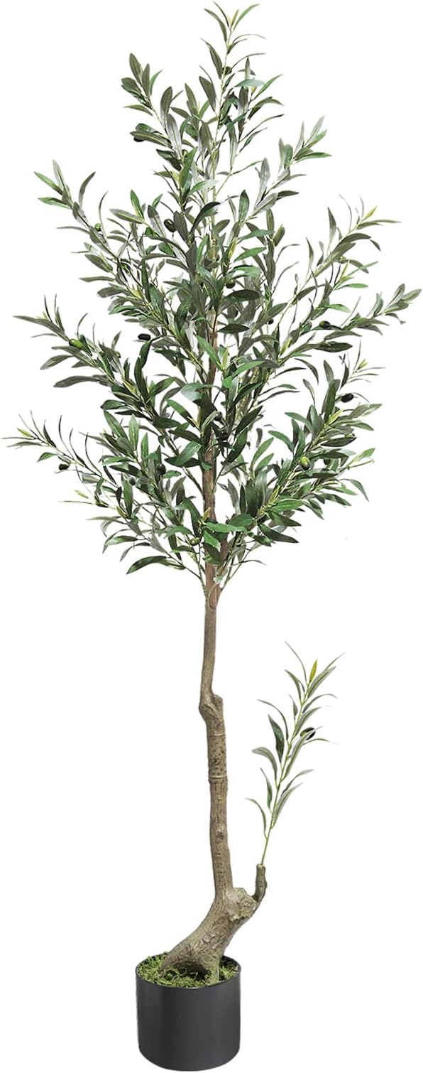 Melli Welli Olive Trees Artificial Indoor 5FT Artificial Tree Faux Olive Tree Tall Faux Tree Indoor Artificial Olive Tree Indoor Outdoor Home Decor Living Room Office Housewarming 1pc