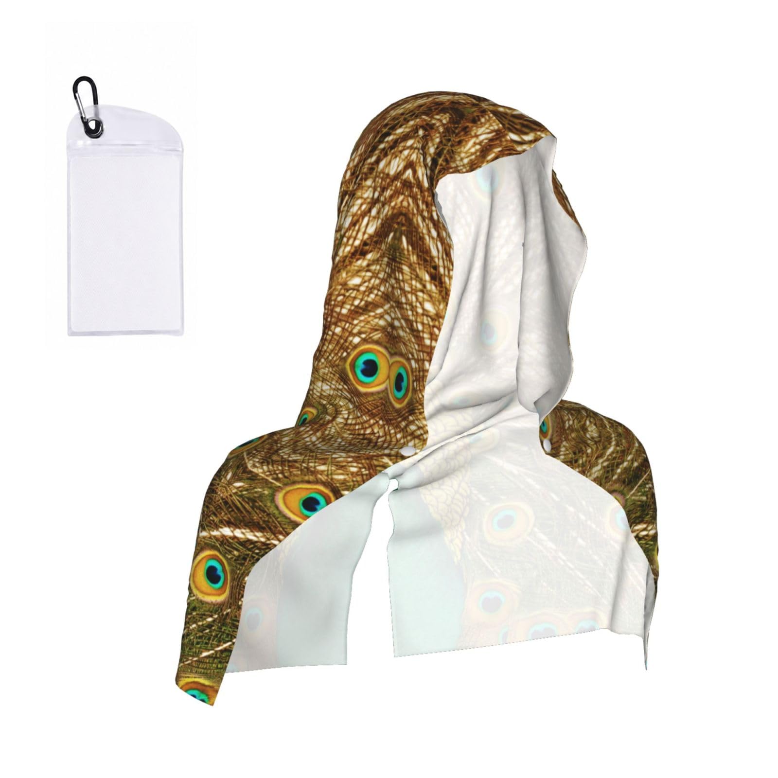 Esnaiuvcd Black Peacock Print Multifunctional Cooling Hoodie Bandana Portable Sweat Absorbing Design For Beach Workouts Exercise Heat Relief Accessories