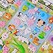 Funcoo 4 Sheets Cute Lovely Puffy DIY Decorative Adhesive Sticker Tape/Kids Craft Scrapbooking Sticker Set for Diary, Album (Cute Animals)