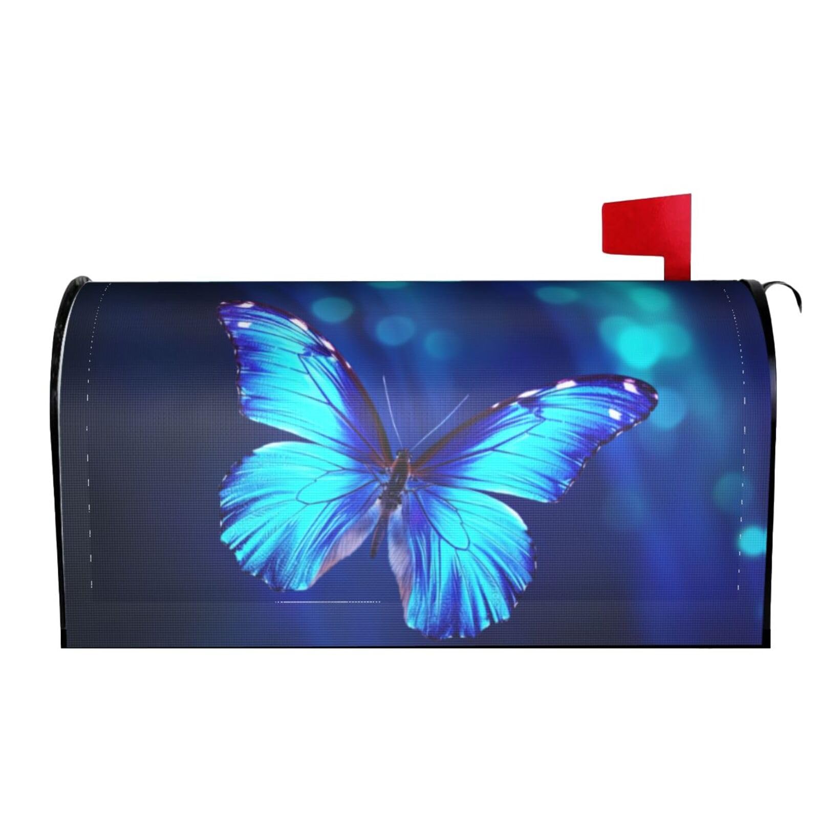 Blue Butterfly On Dark 01 Mailbox Covers Magnetic Wraps Post Letter Box Cover Garden Home Decor