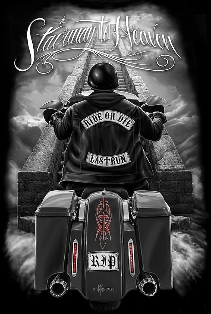 3D Lenticular Wall Art Poster | Holographic Optical Illusion Flipping Image | Gaming Room, Biker, Garage or Bar Decor | 19 x 13 Inch, Unframed (Stairway-To-Heaven) 1