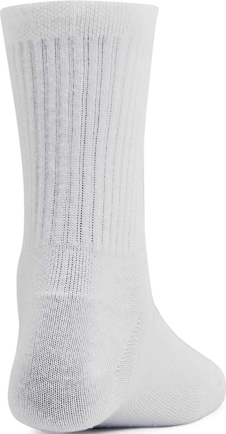 Under Armour - Womens Essential 3-Pack Mid Crew Socks, Color White (101), Size: Large - Image 2