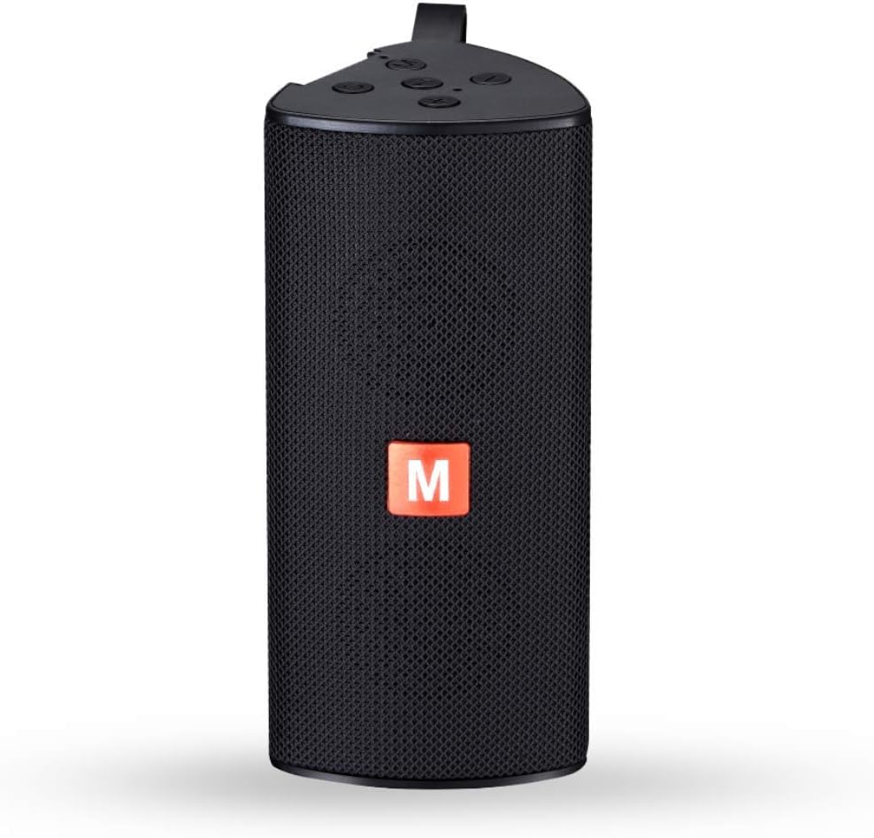 MEKU GE-E330 Portable Wireless Splashproof, Loud Bass, Shockproof and Dustproof Bluetooth Speaker with in-Built FM Radio and Hands-free Mic (Black)