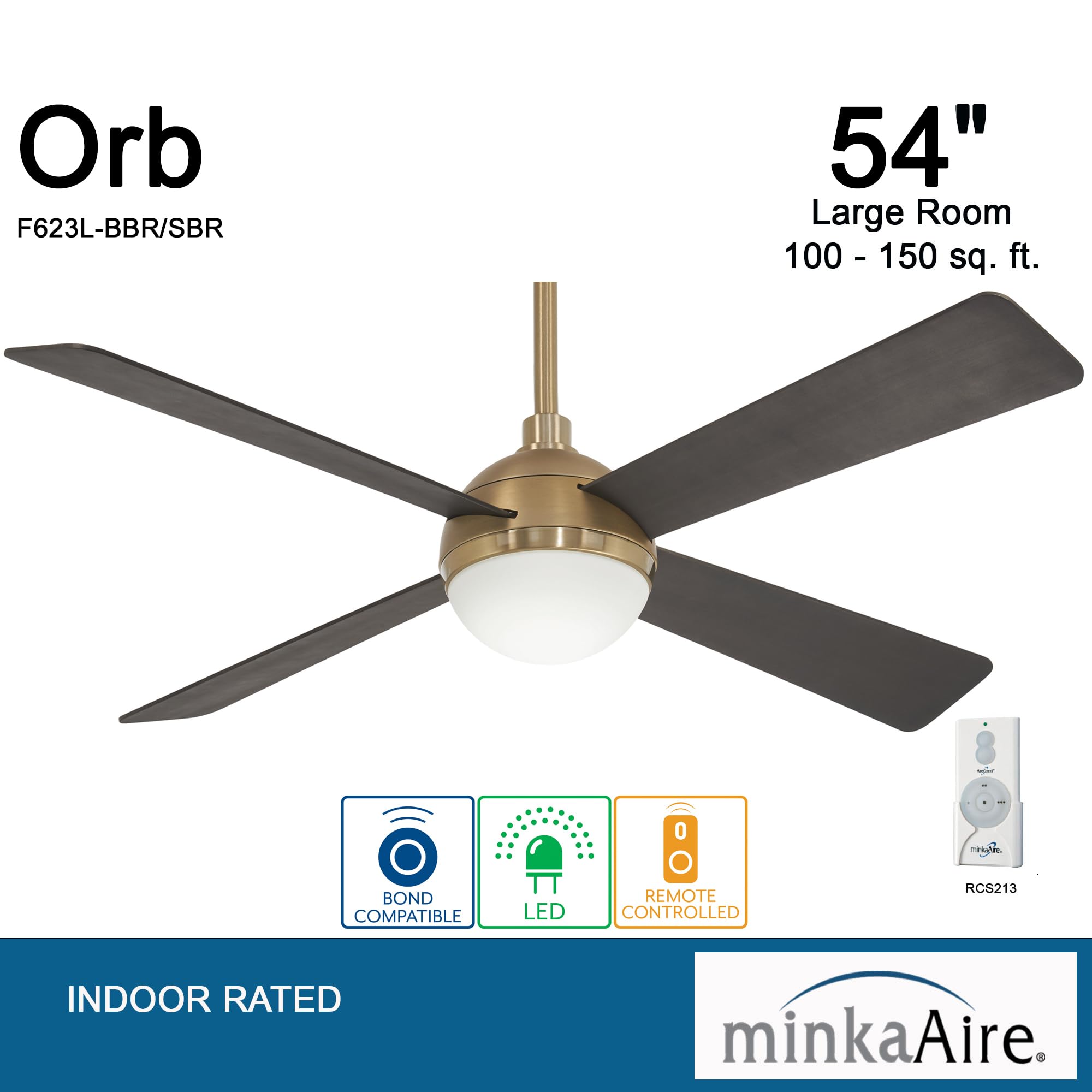 MINKA-AIRE F623L-BBR/SBR Orb 54 Inch Ceiling Fan with Integrated