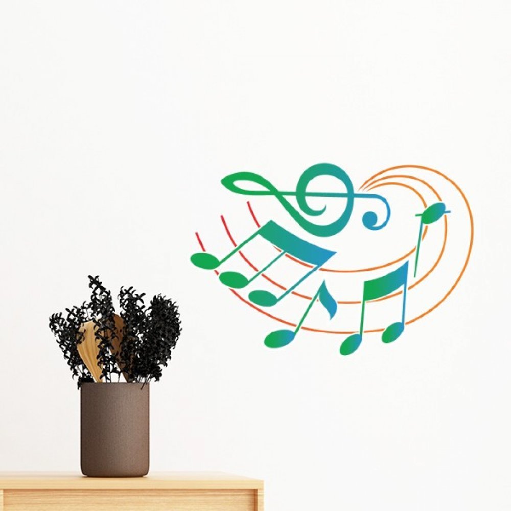 Sticker mural amovible musique verte pour masquer les imperfections de mur