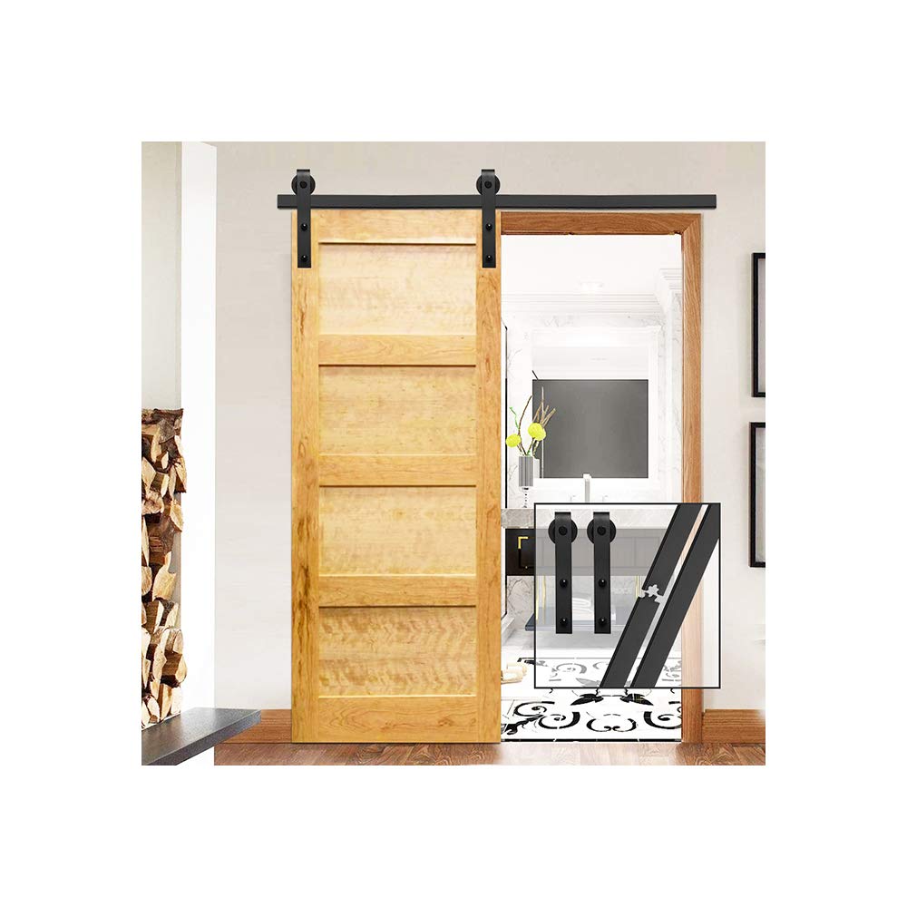 GIFSIN 11FT/335cm Sliding Barn Door Hardware Kit - Single Door, J-Shaped Hanger