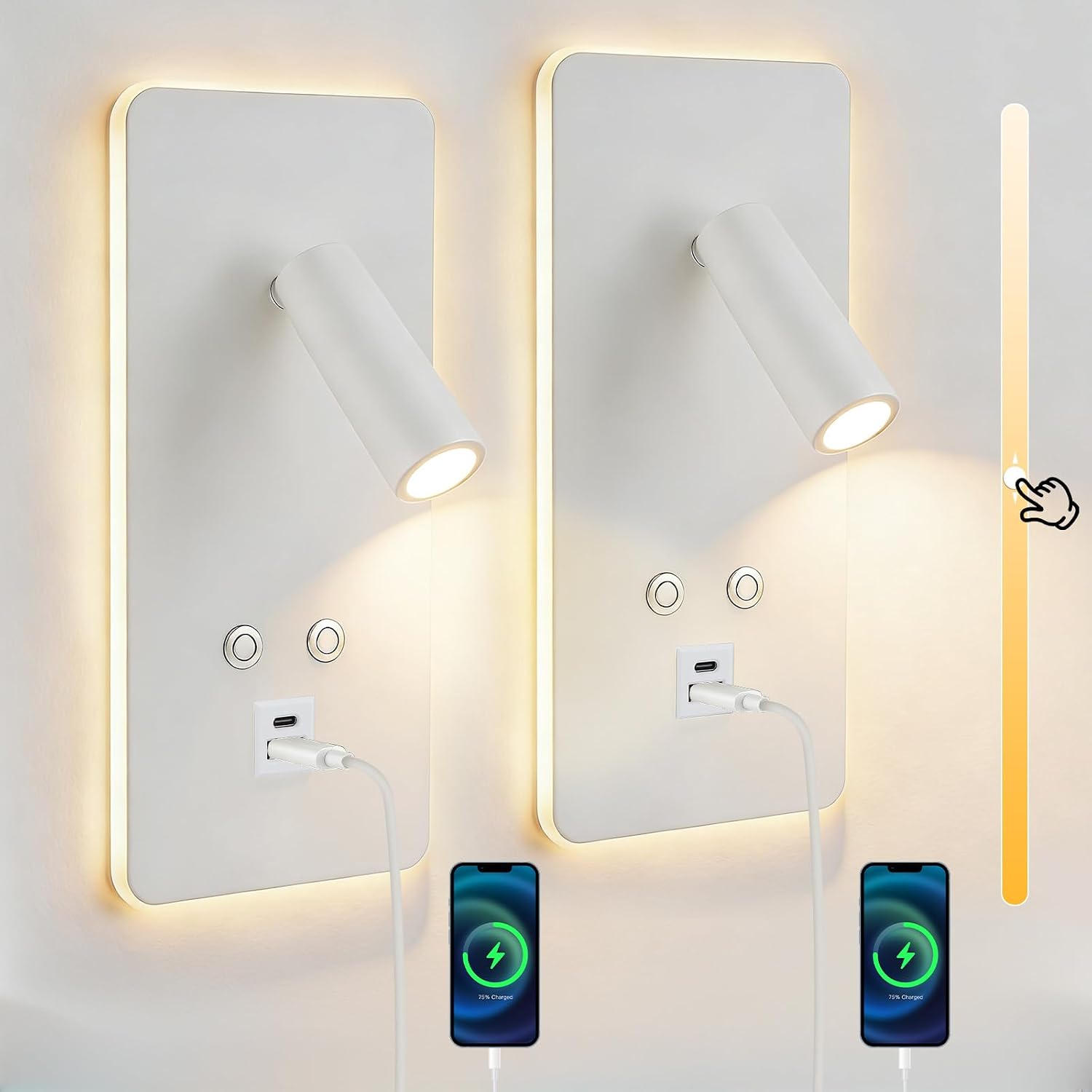Lampade da letto LED Eirolace doppie con USB-C