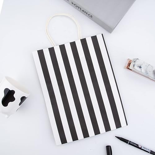 Miniatura 4 de RNORRI Bolsas de regalo, 50 bolsas de papel de 8 x 4.75 x 10 pulgadas, bolsas de papel kraft medianas para fiesta, bolsas de papel kraft negras a