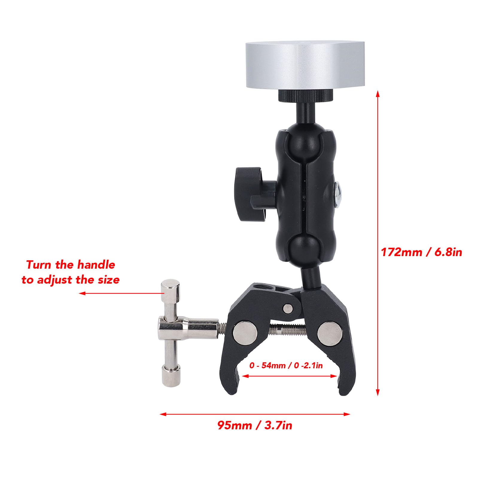Adjustable Clamp Mount for Mini, Strong Dual Ball Head with Clamps, Aluminum Alloy Pole Car Rack Yacht Rooftop RV Table Frame Mounting Bracket, No Drilling Required, Portable and