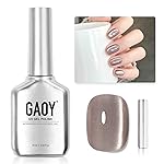 GAOY Glassy Cat Eye Gel Nail Polish, 16ml Glitter Holographic Nail Polish with Magnet, Reflective Translucent UV Gel, 2061 Chestnut Brown