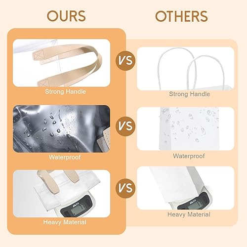 Miniatura 4 de Sweetude 24 bolsas de regalo transparentes con asa, pequeñas bolsas de regalo transparentes reutilizables y resistentes a granel para bodas,