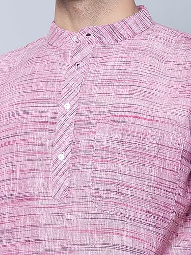 Image of LATEST CHIKAN Men's Cotton Regular Casual Strped Short Kurta Half Sleeves - (SK-LJ.DS.AS)