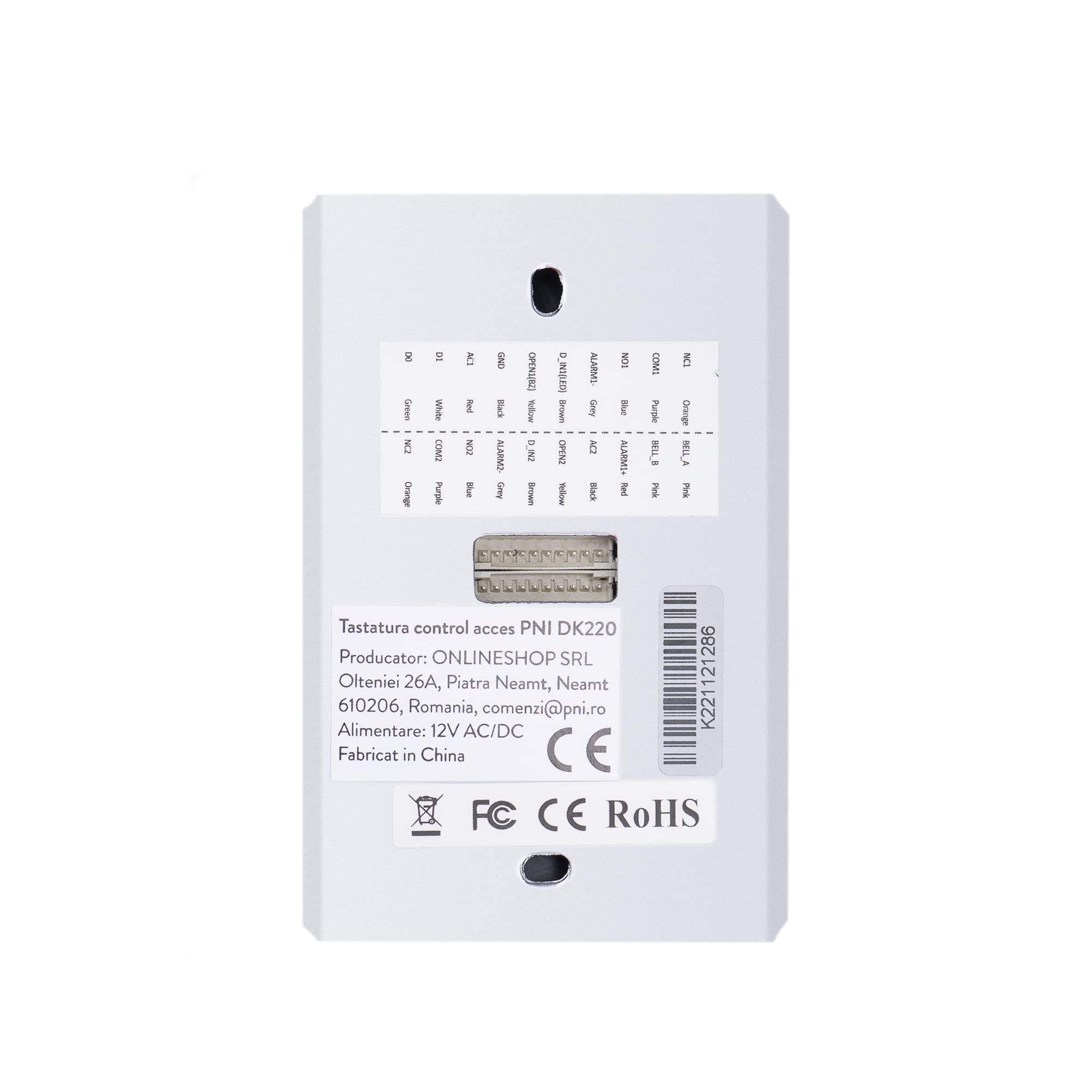 Clavier de contrôle d’accès PNI DK220, autonome, extérieur et intérieur, IP65, avec 2 relais