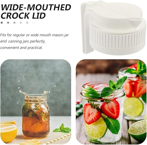 Miniatura 6 de Hemoton 1 vaso de boca ancha con tapa abatible con asa, innovadora tapa deslizante, botella de masón con boquilla fácil de verter, tapas de boquilla