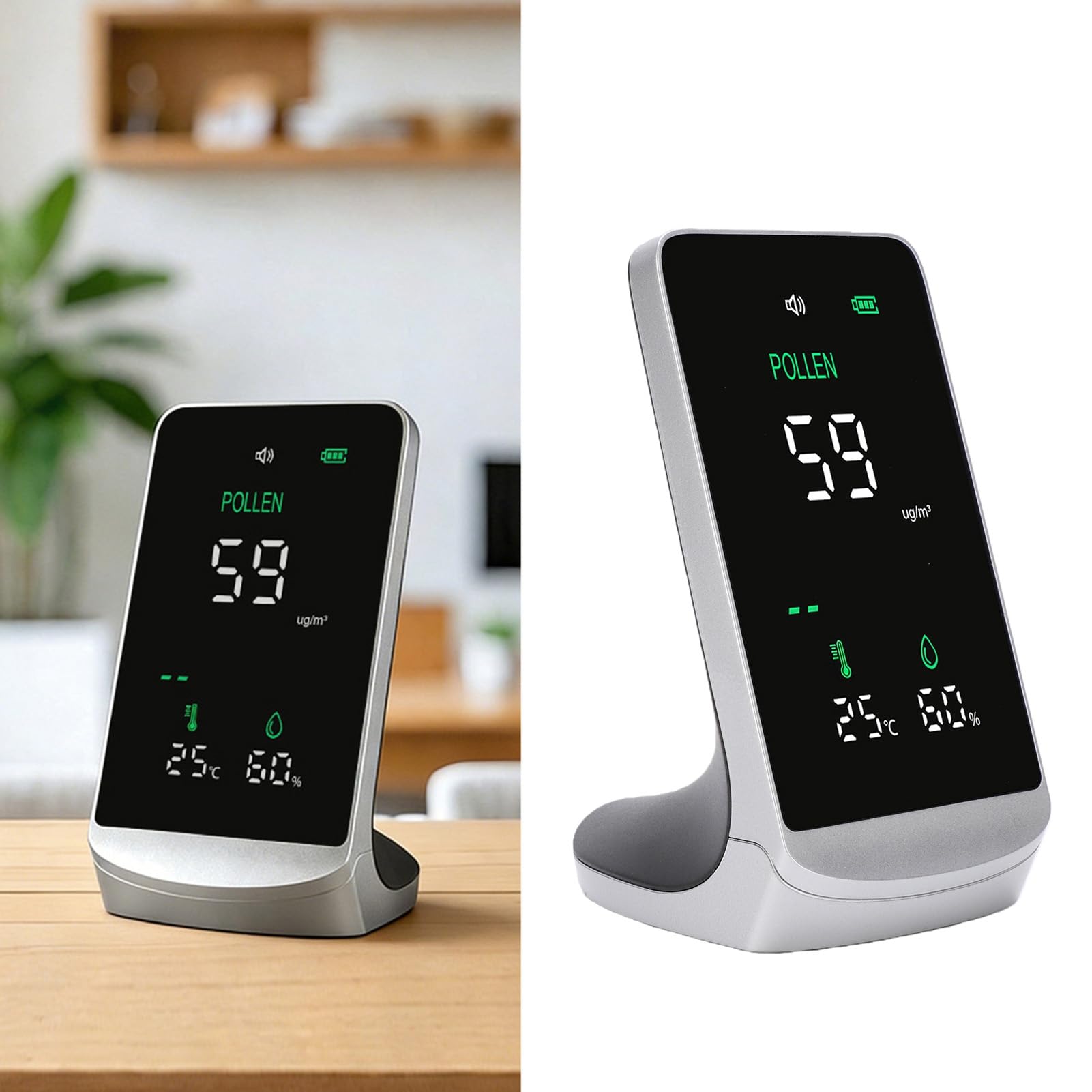 Pollendetektor, Tragbar, Präziser 0-999ug/m³ Pollenkonzentrationstester für den Außenbereich und Gesundheitsüberwachung – 4,3-Zoll-LED-Display