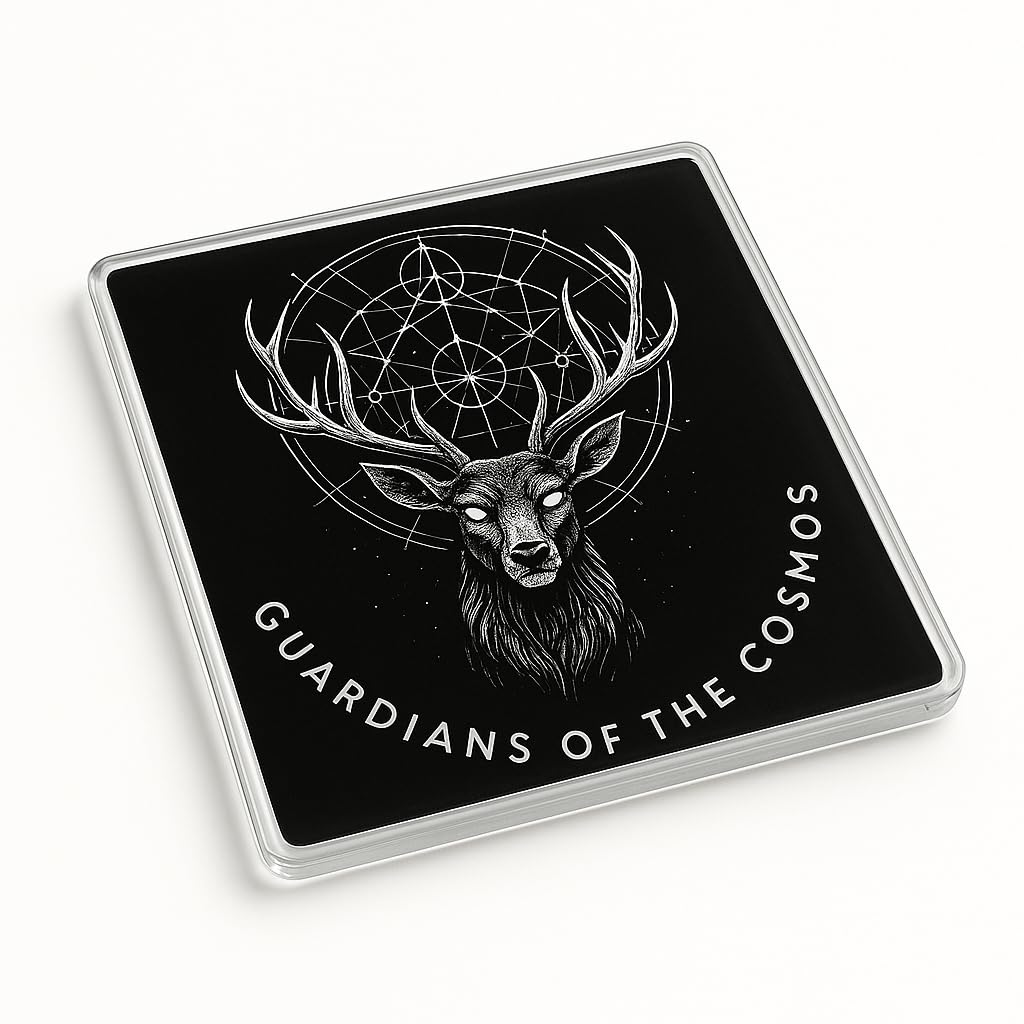 The Plum Penguin Cosmic Stag Mandala Acrylic Coaster Gift With - Mystical Home Decor Drinkware For Spiritual Journey Enthusiasts