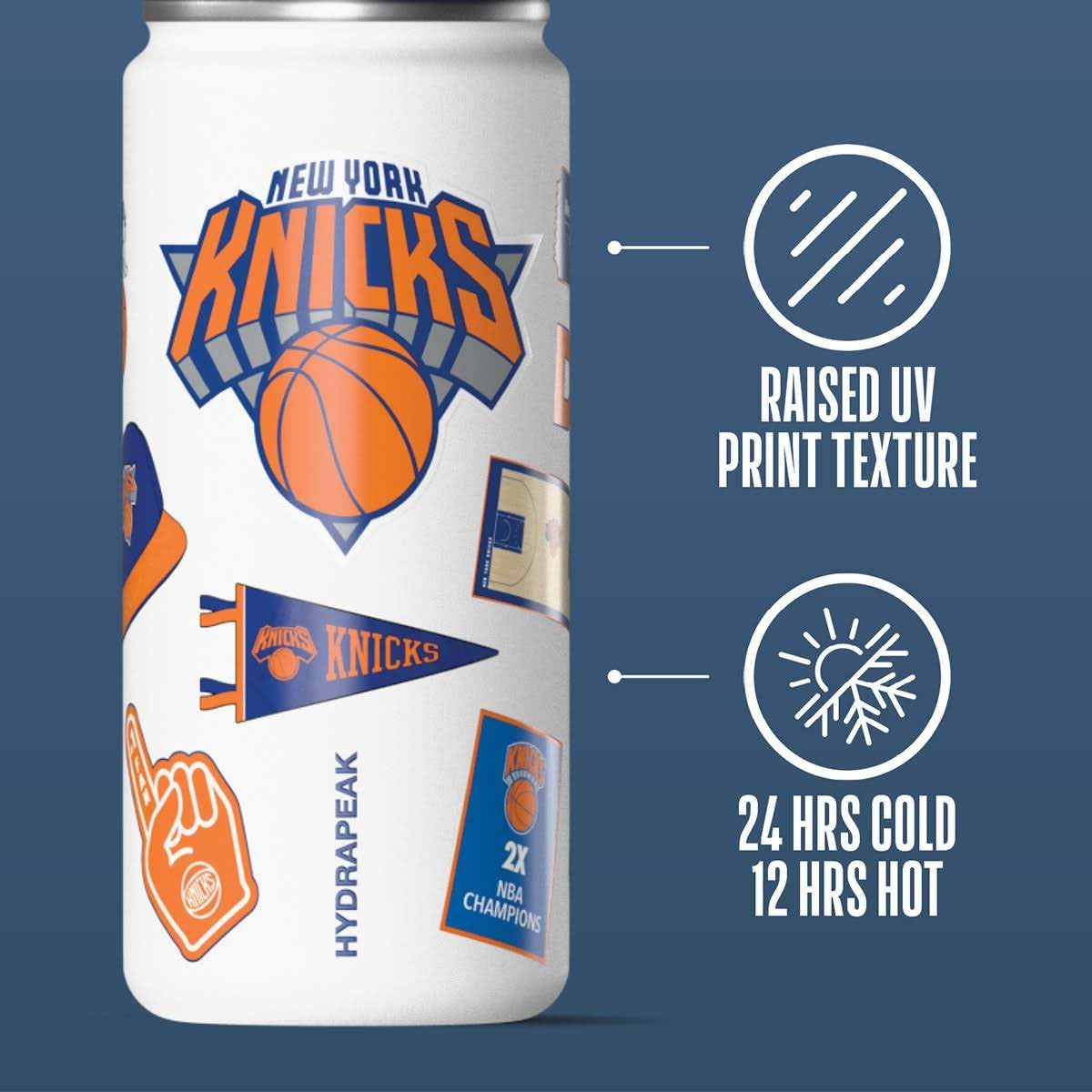Hydrapeak x NBA Officially Licensed New York Knicks 20 oz Active Water Bottle with Chug Lid and Handle Reusable Stainless Steel Double Wall Insulated Sports Gift for Kids/Adults