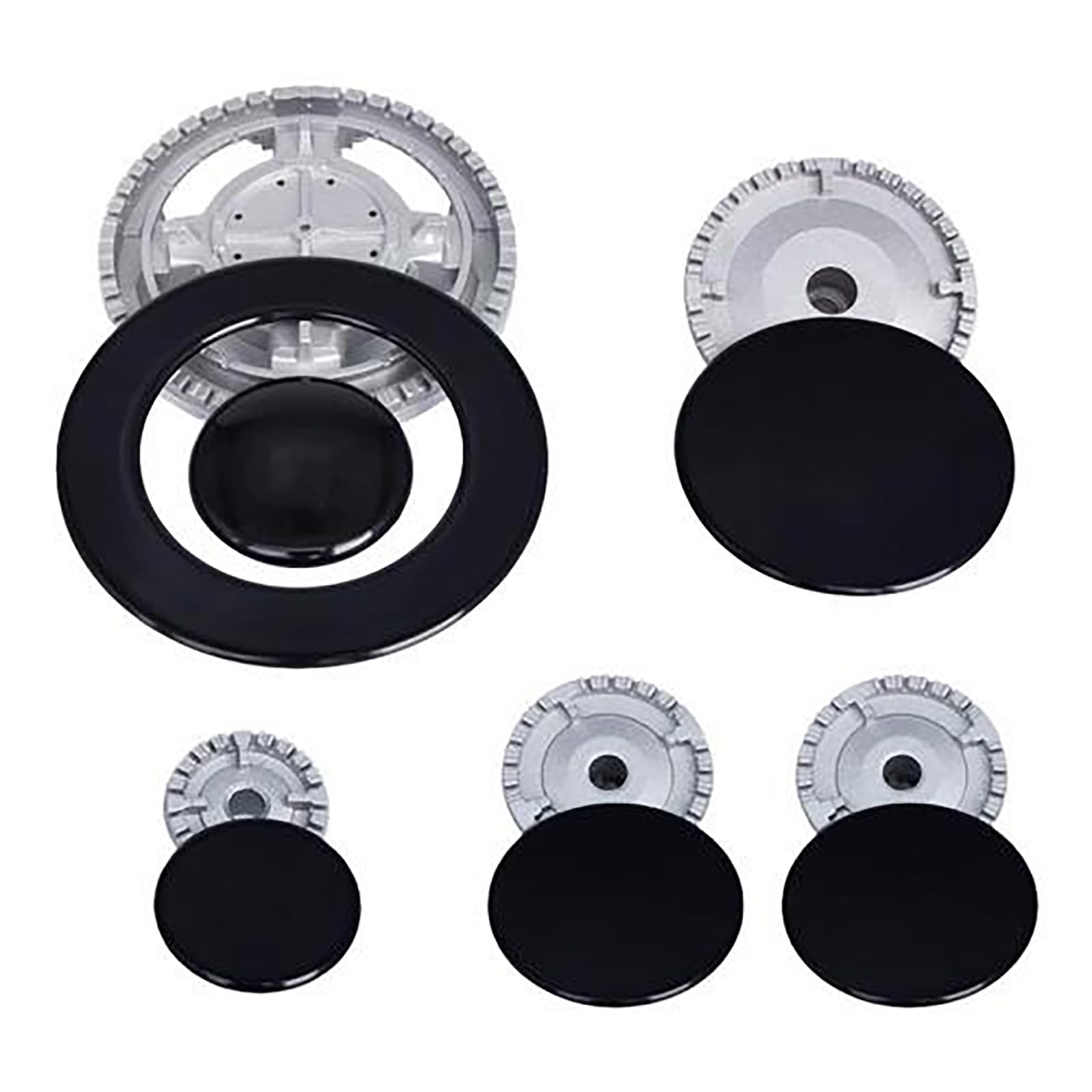 Tsophreniq Metal Stove Burners and Knob Set Cooktop Burners Heads and Control Knobs Ranges Caps Metal Texture for Stove Heads