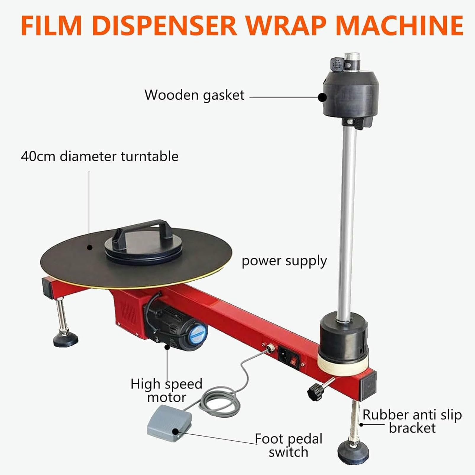 Distributeur de film étirable électrique pour l'emballage de palette, machine efficace et facile à utiliser avec film étirable inclus, idéal pour sécuriser les charges dans les entrepôts et