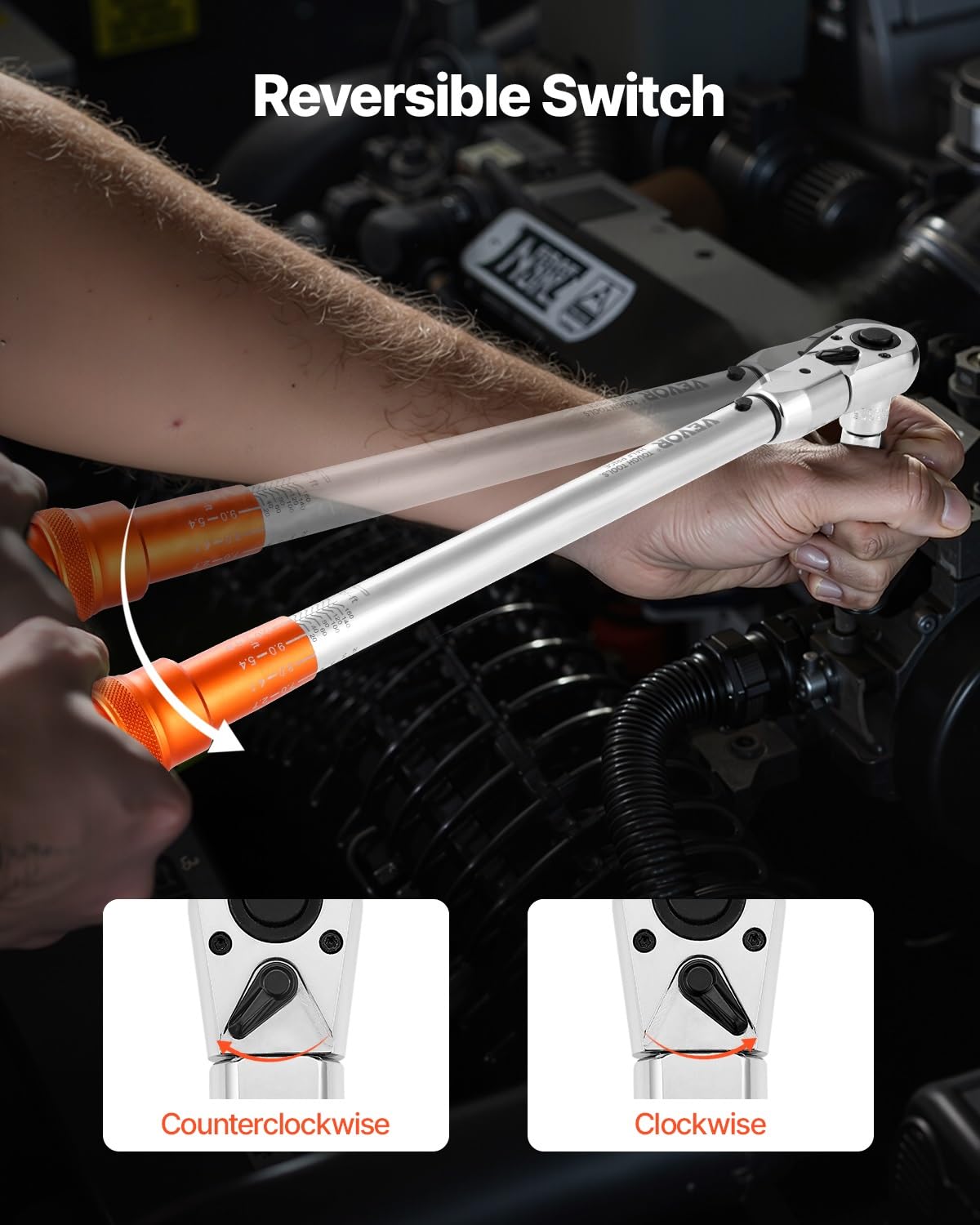 Telescopic Ratchet Regulowany klucz dynamometryczny typu Click Napęd 1/2 cala 20–160 lbf-ft ​​Wagi dwukierunkowe i dwuzakresowe z adapterem klucz dynamometryczny