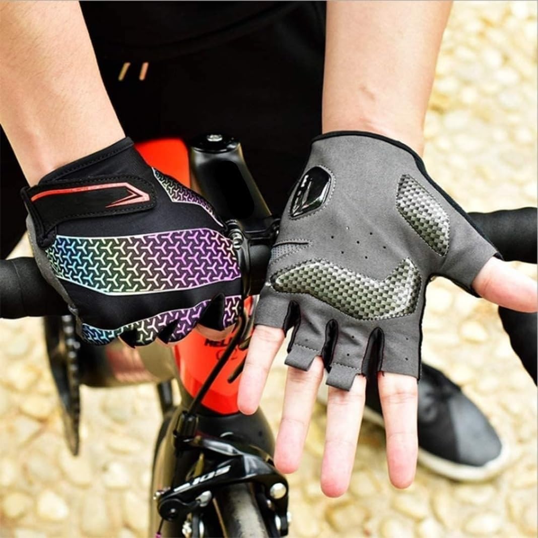 Guanti Bici Guanti Da Uomo Guanti Mezze Da Mountain Bike Guanti Maschili In Gomma Femminile Guanti Palestra (Color : Black, Size : Large)