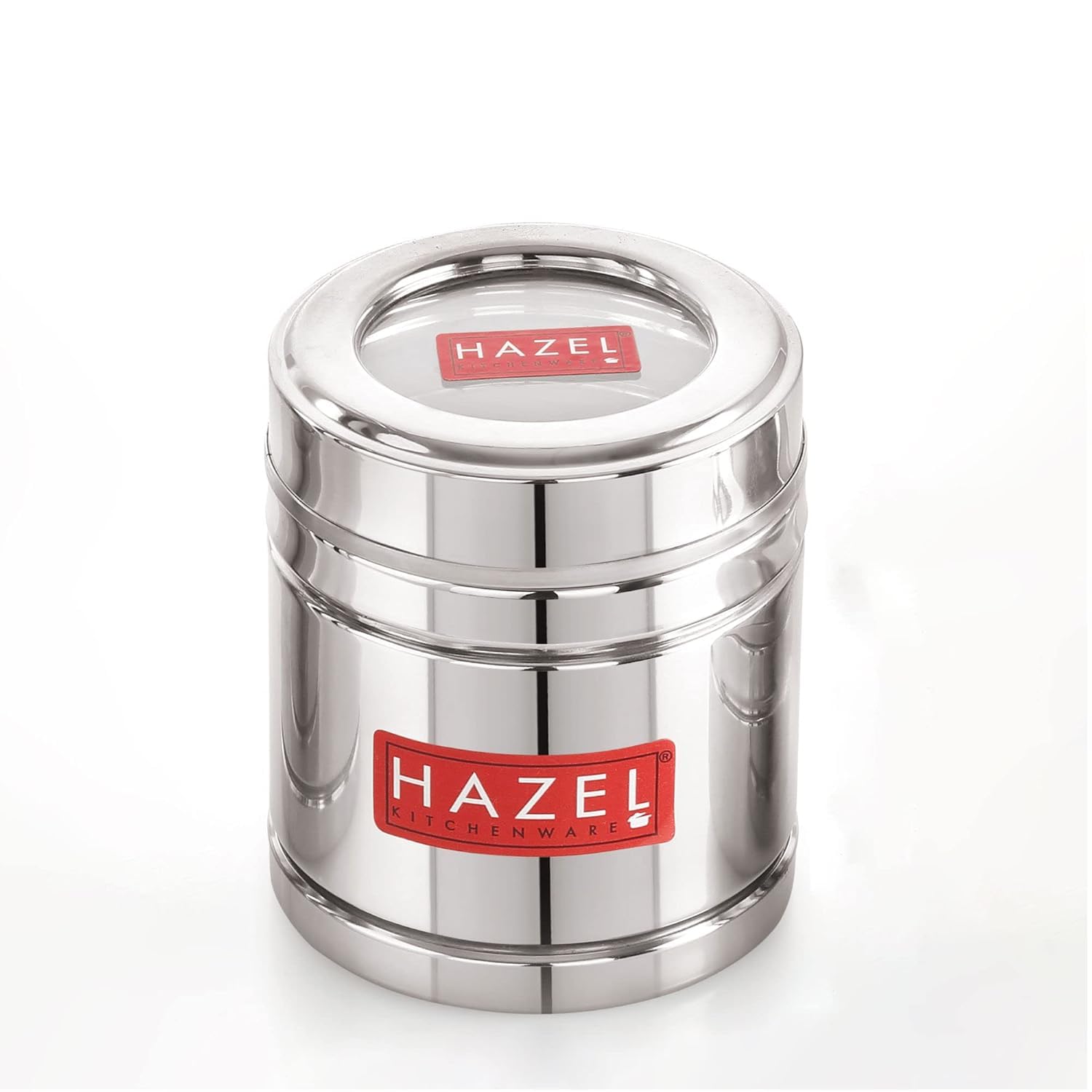 HAZEL Recipiente de acero para café con tapa transparente | Caja de almacenamiento de café en polvo para cocina | Recipiente de cocina de acero de grado alimenticio, juego de 2, 500 ml