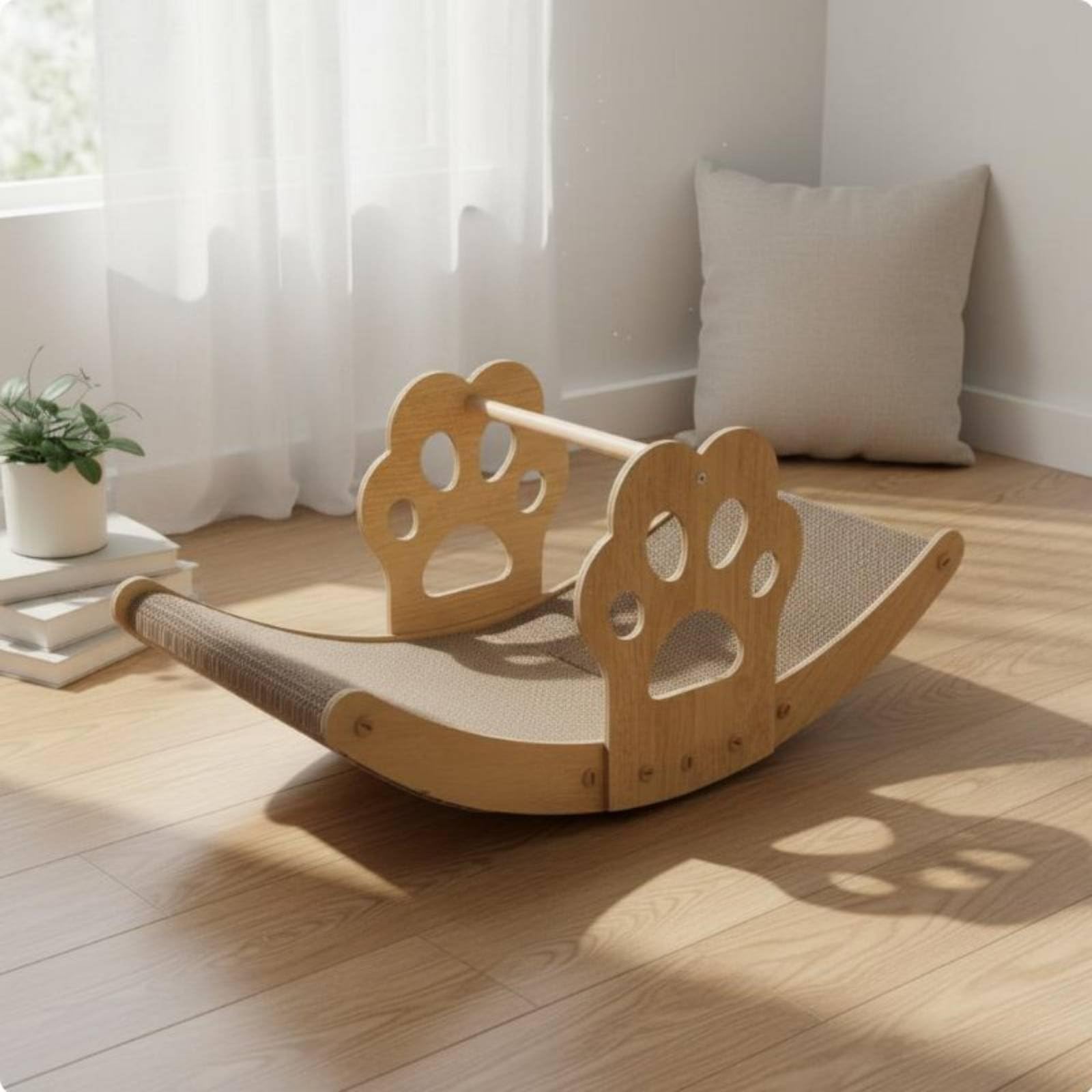 Griffoir Lounger Grattoir Balancelle pour Chat Carton Densifié Forme Incurvée Confortable Limitant l'usure des Meubles Adapté aux Chats d'Intérieur Détente Activités Ludiques, Color to 2