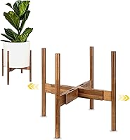 Vista 18 de Fox & Fern Soporte Grande Ajustable para Plantas de Interior — 11 a 15 Pulgadas, Soporte Premium de Bambú Estilo Moderno de Mediados del Siglo