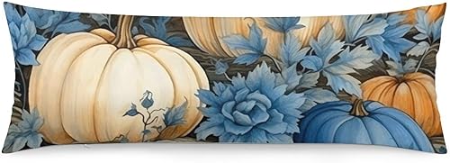 Protector de almohada corporal para otoño, feliz Halloween, funda de almohada personalizada para otoño, Acción de Gracias, color verde azulado,