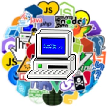 Sanmatic 50pcs Programmer Stickers for Suitcase Skateboard Laptop Computer Water Bottles Car Teens Boys Girls Decal Waterproof