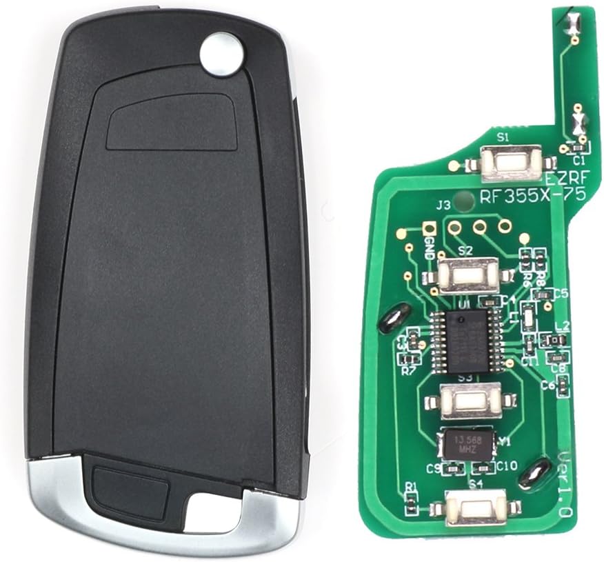 Beefunny 315MHz ID44 PCF7935 Chip Modify Replacement Flip Key for BMW 1998-2009 Remote Key Fob - EWS - HU92 Blade (1)
