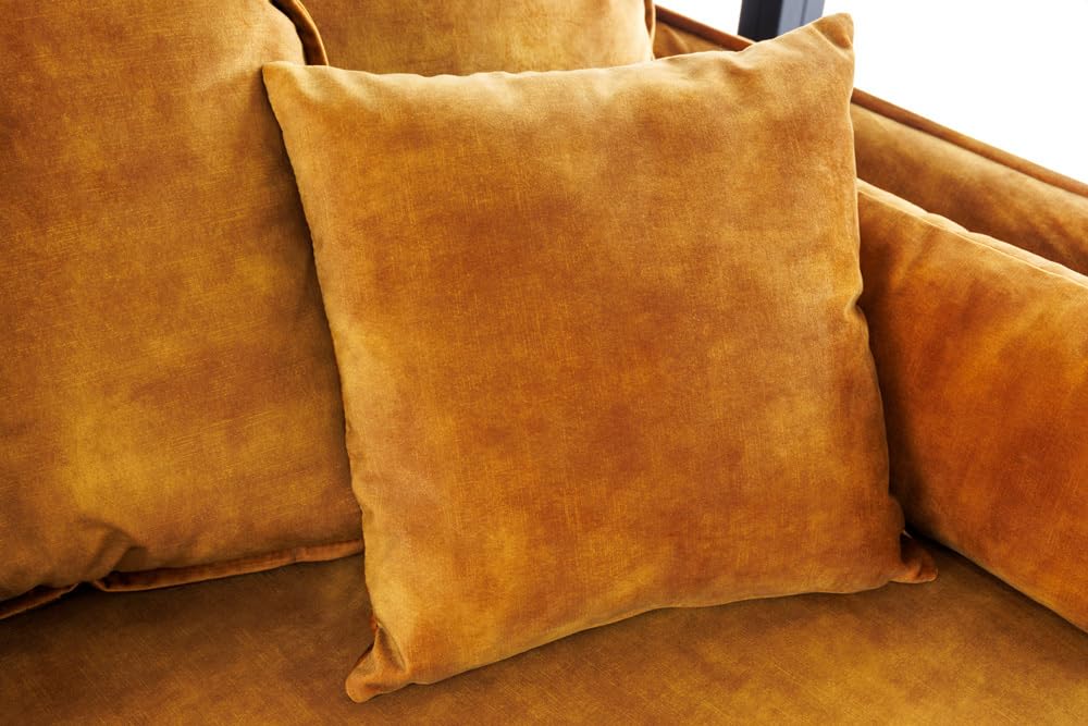 3-Sitzer Sofa HEAVEN - 200cm - senfgelb - Samt - Federkern Hussensofa