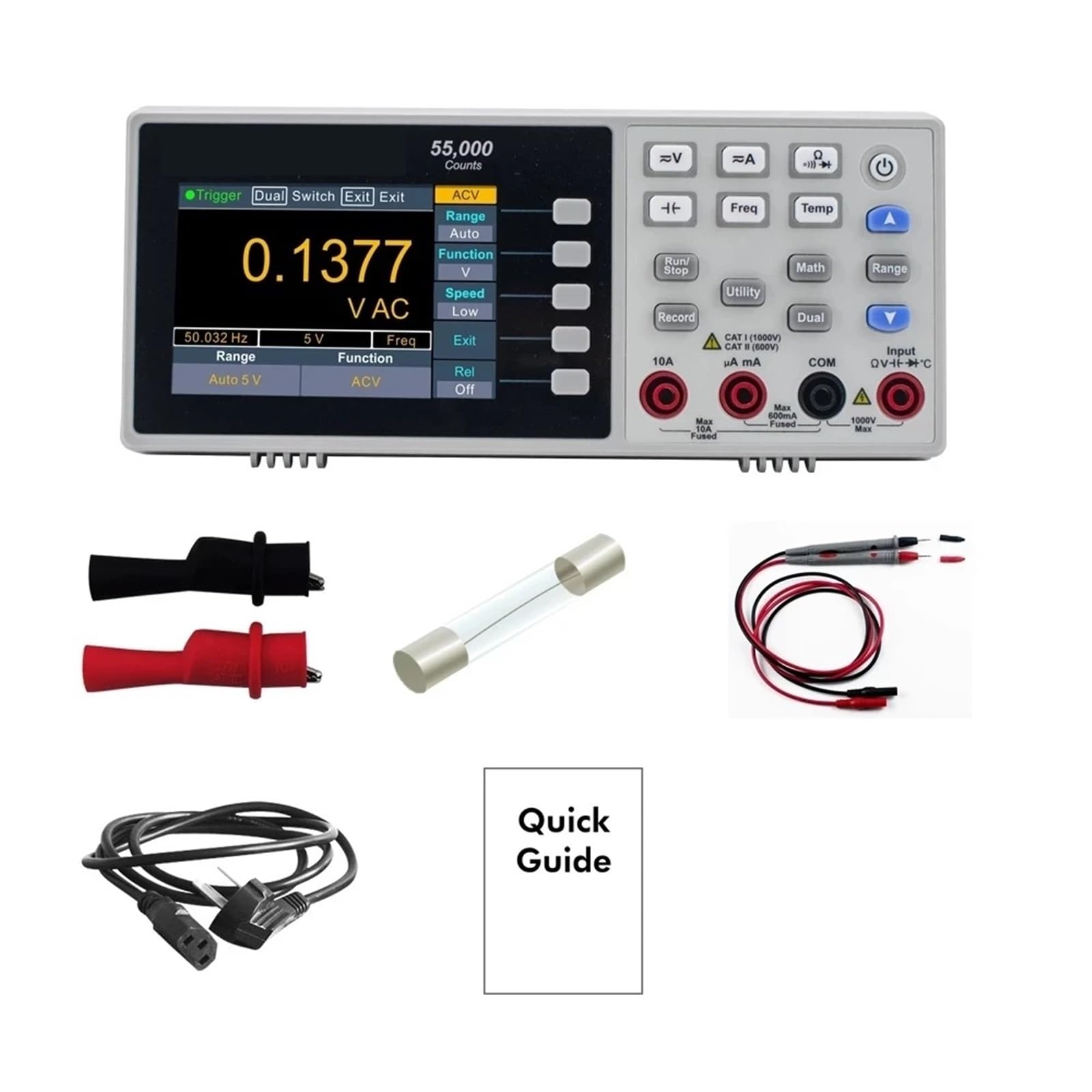 Multimetro Digitale, Multimetro digitale da banco 55000 conteggi Vero RMS LCD da 3,5 pollici USB DC/AC Corrente Voltmetro Temperatura Strumenti
