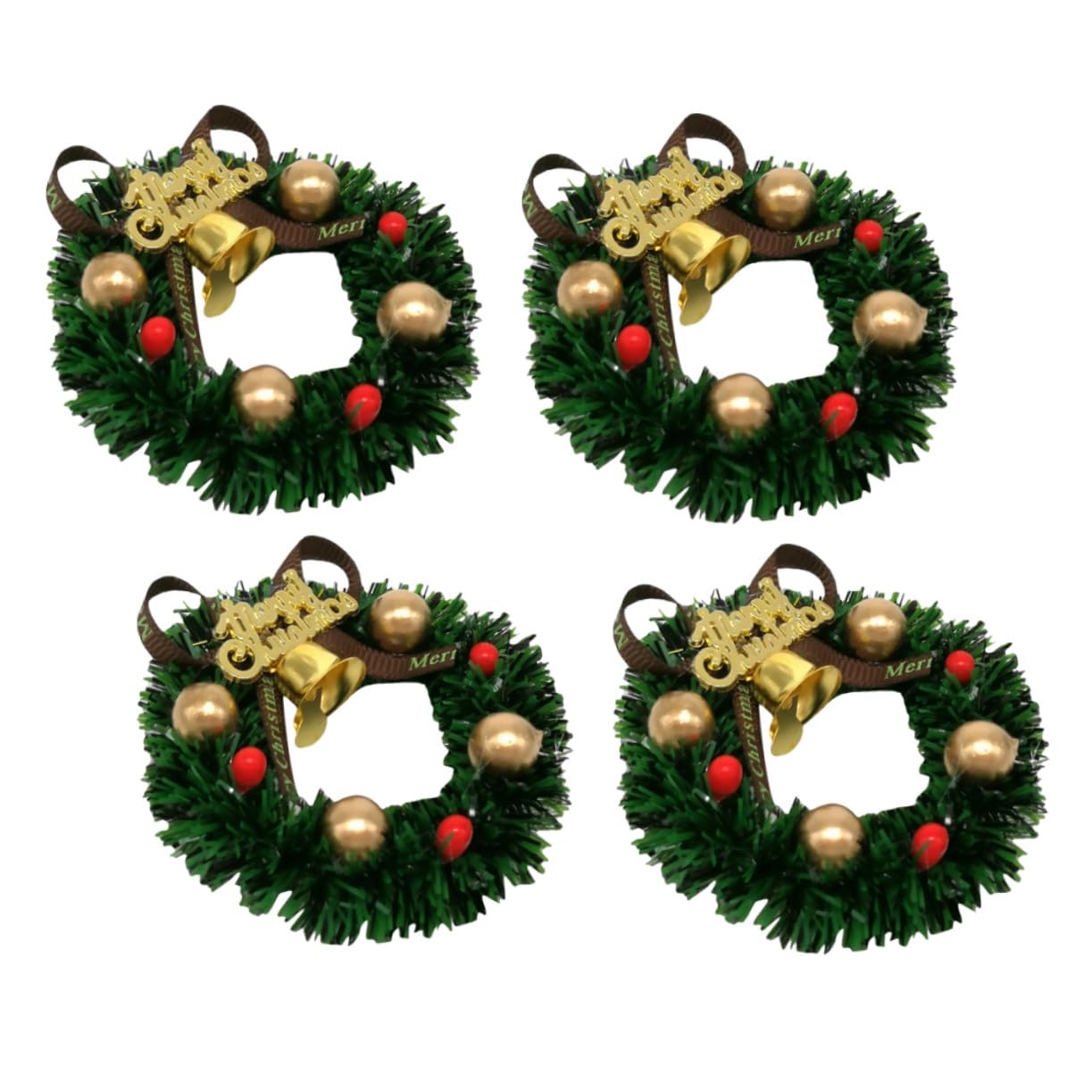 Couronne de Noël miniature x4 pour décoration festive et loisirs créatifs